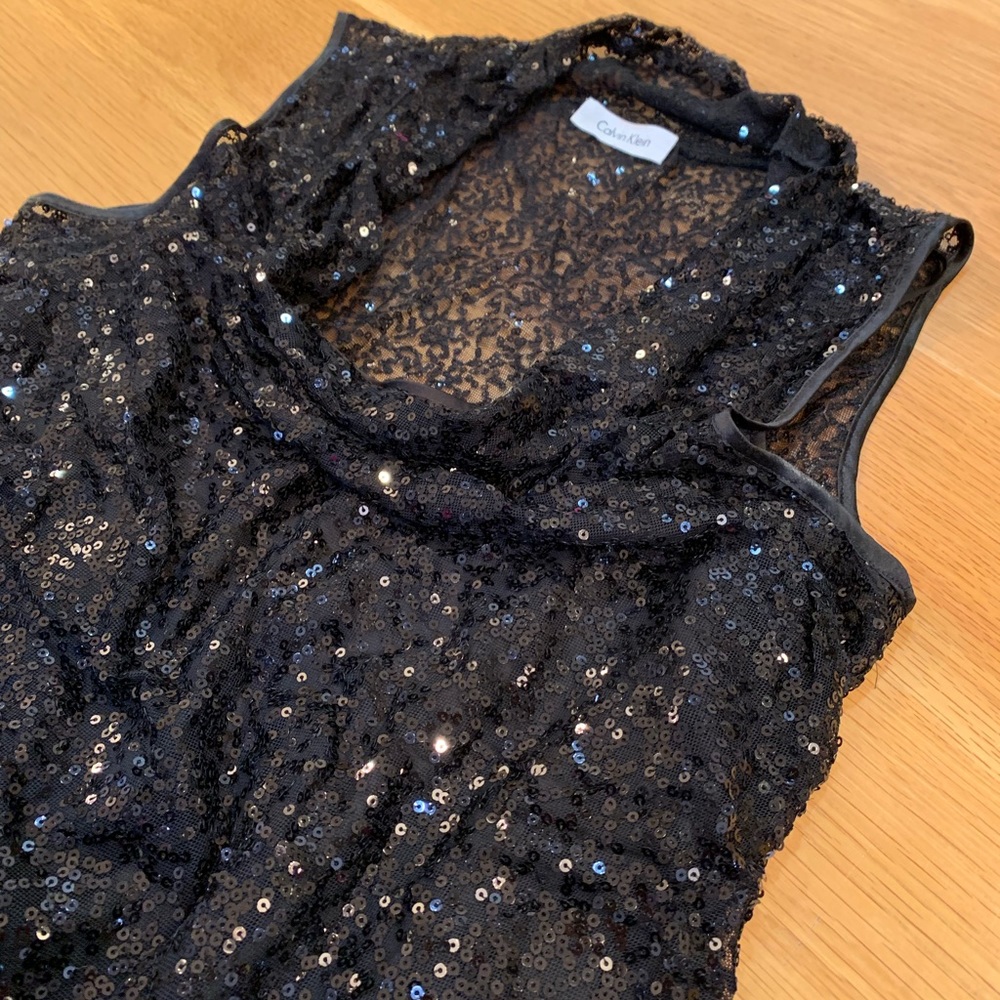 Calvin Klein Sequined Sleeveless Top Tank Size L - Picture 3 of 6